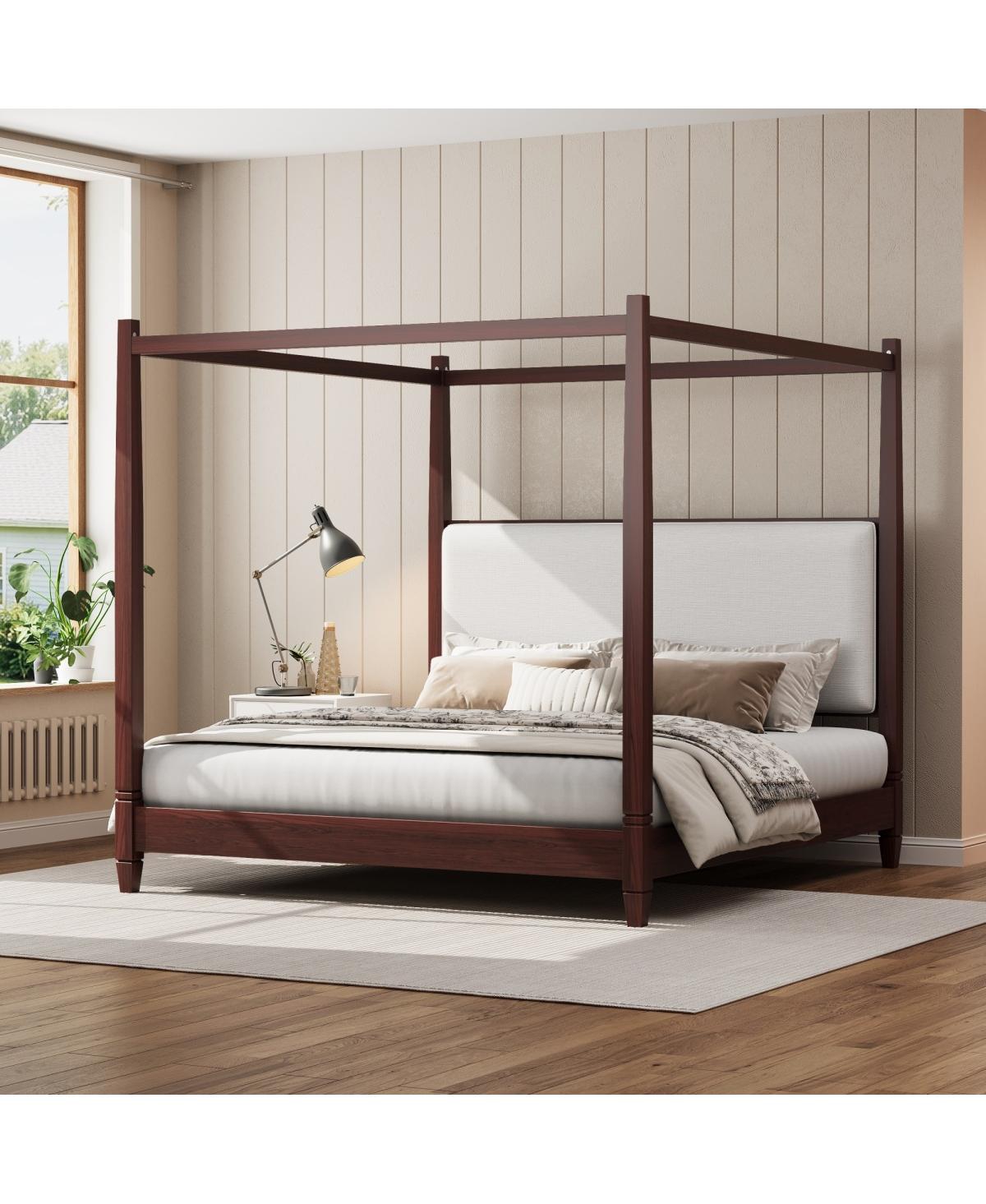 Streamdale Furniture Canopy Platform Bed with Upholstered Headboard