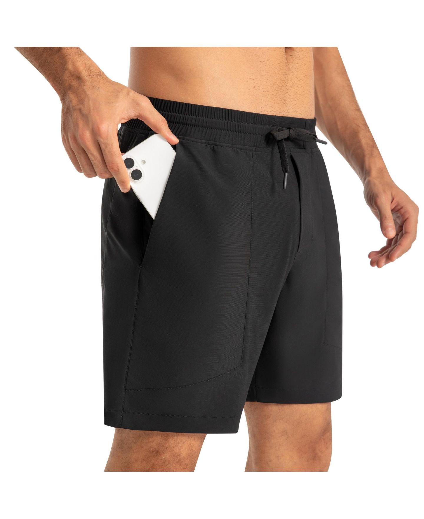 Мужские шорты Alpine Swiss Athletic Shorts 7" Inseam Quick Dry Gym Workout Zipper Pockets, цвет: Чёрный — фото 7