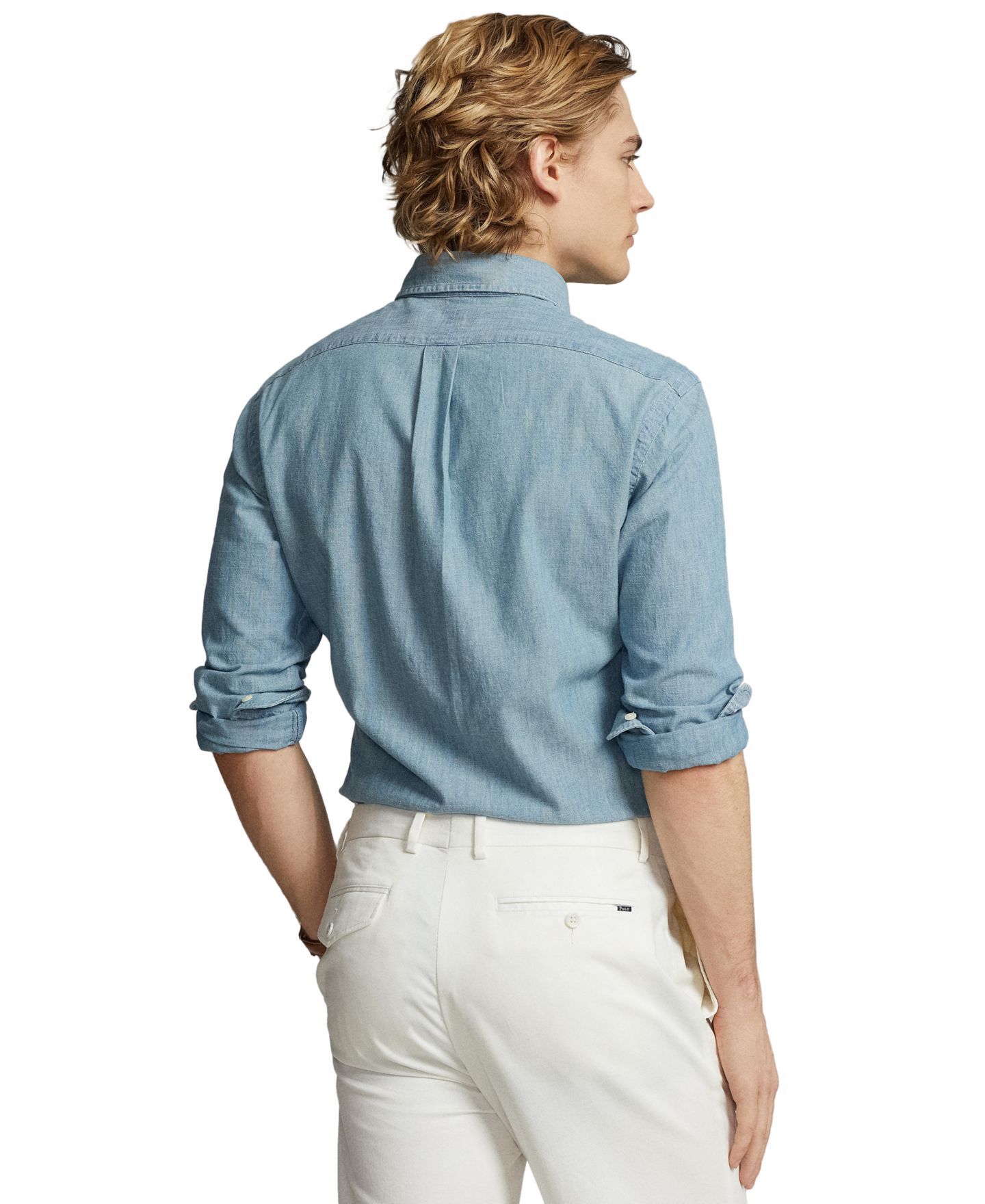 Мужская рубашка Polo Ralph Lauren Long Sleeve Classic-Fit Chambray, цвет: Шамбре — фото 4