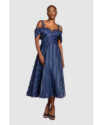 Women's Organza Bardot Midi Dress