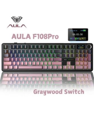 F108 Pro, 104-Key Wireless Hot Swappable Mechanical Gaming Keyboard, RGB, Knob, 8000 mAH Battery, Digital Screen