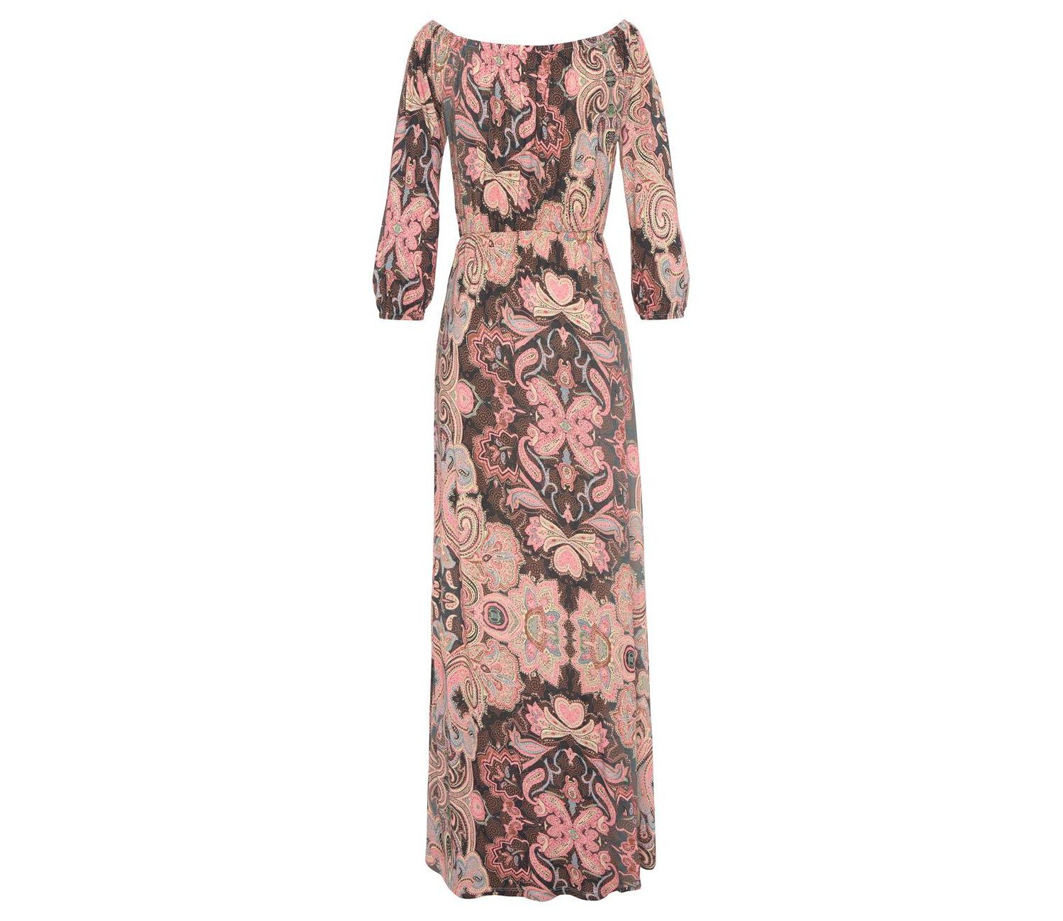 Women's Viscose Printed Cutout Multiway Elastic-Waist Maxi Dress