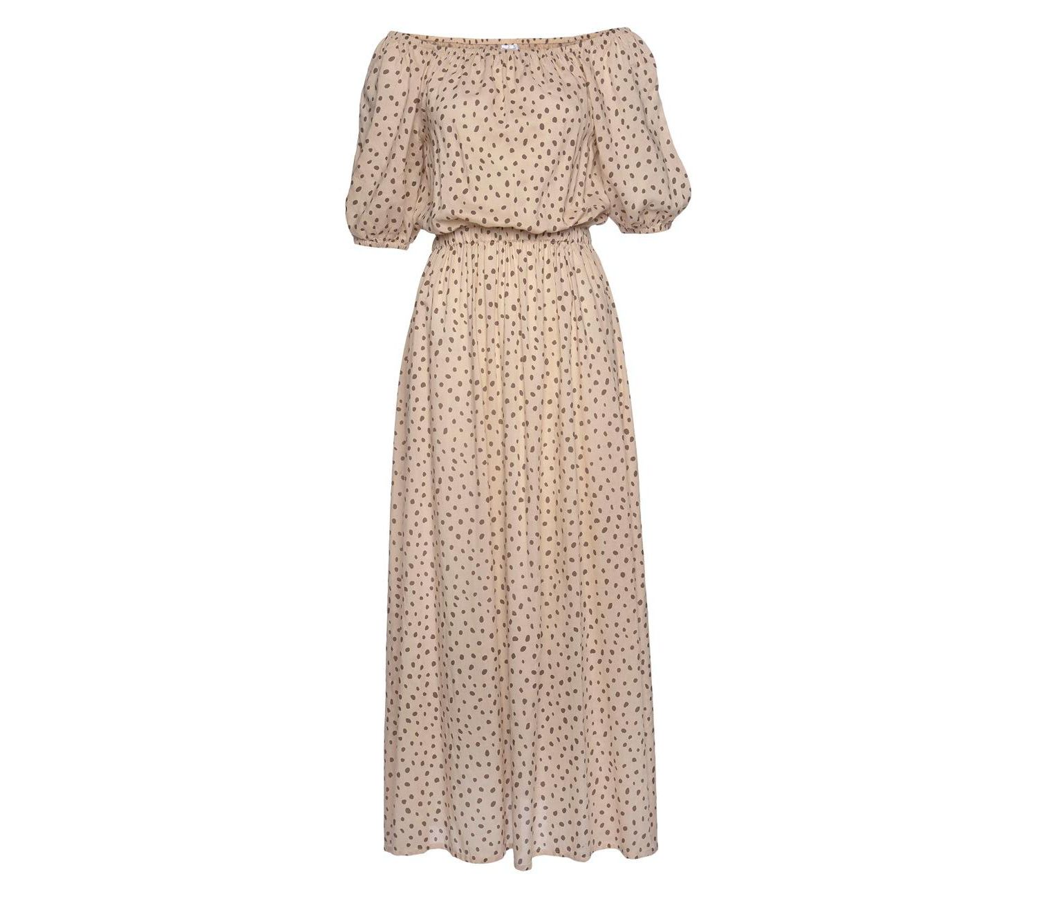 Women's Printed Off Shoulder Elastic-Waist Maxi Dress