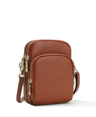 Pace Pebbled Leather Cell Phone Bag Mini Crossbody Purse with Multi Compartments