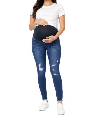 Plus Size Distressed Skinny Jean with Belly Band
