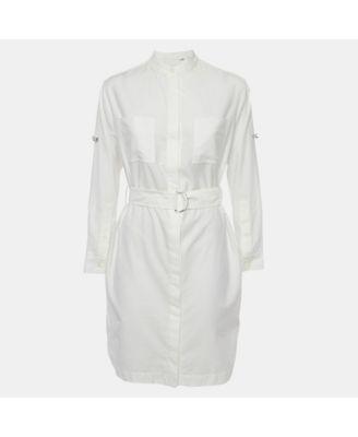 Women's Collared Long-Sleeve Belted Shirt Dress