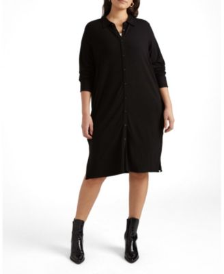 Plus Size Marcie Long-Sleeve Collared Midi Dress