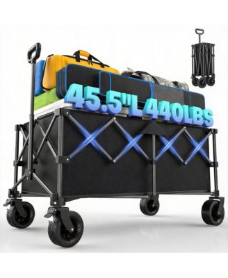 45.5" Collapsible Wagon Heavy Duty Foldable Adjustable Handle Camping Groceries