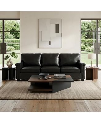 87.8 inch 3 Seater, Modern Faux Leather with 22 inch Deep Seat, Wide Square Arms, Firm Cushions, Heavy Duty Frame, Easy to Clean for Apartment