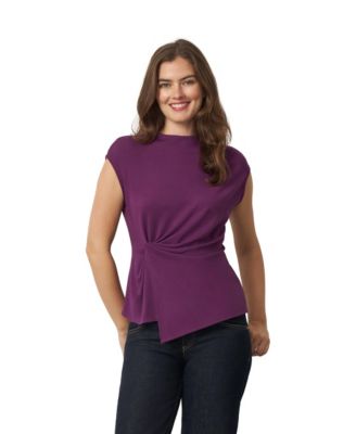 Women's Funnel Neck Asymmetric Hem Top