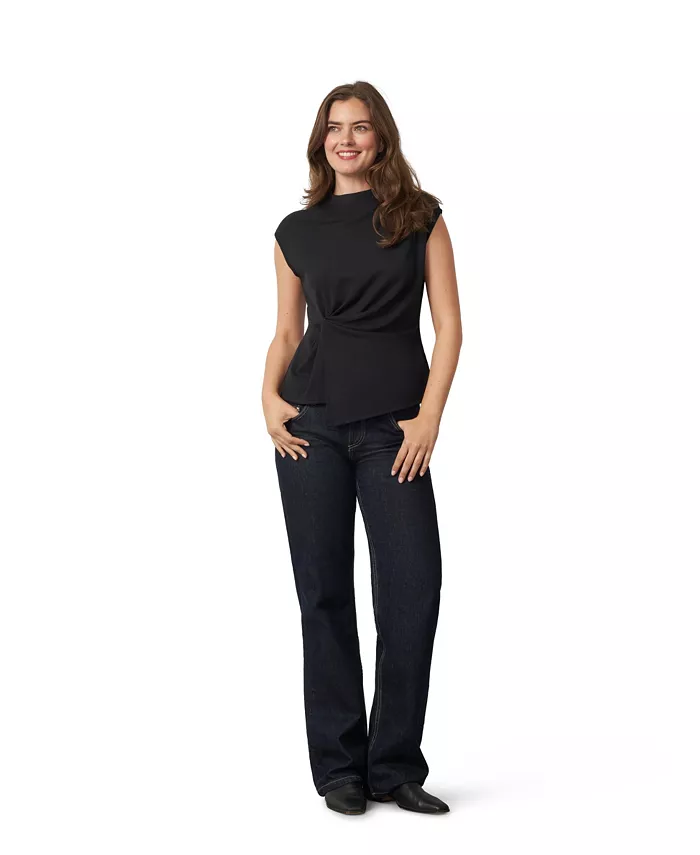 Women's Funnel Neck Asymmetric Hem Top - thumbnail 4