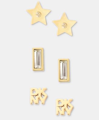 Gold-Tone Crystal Star Trio Stud Earrings