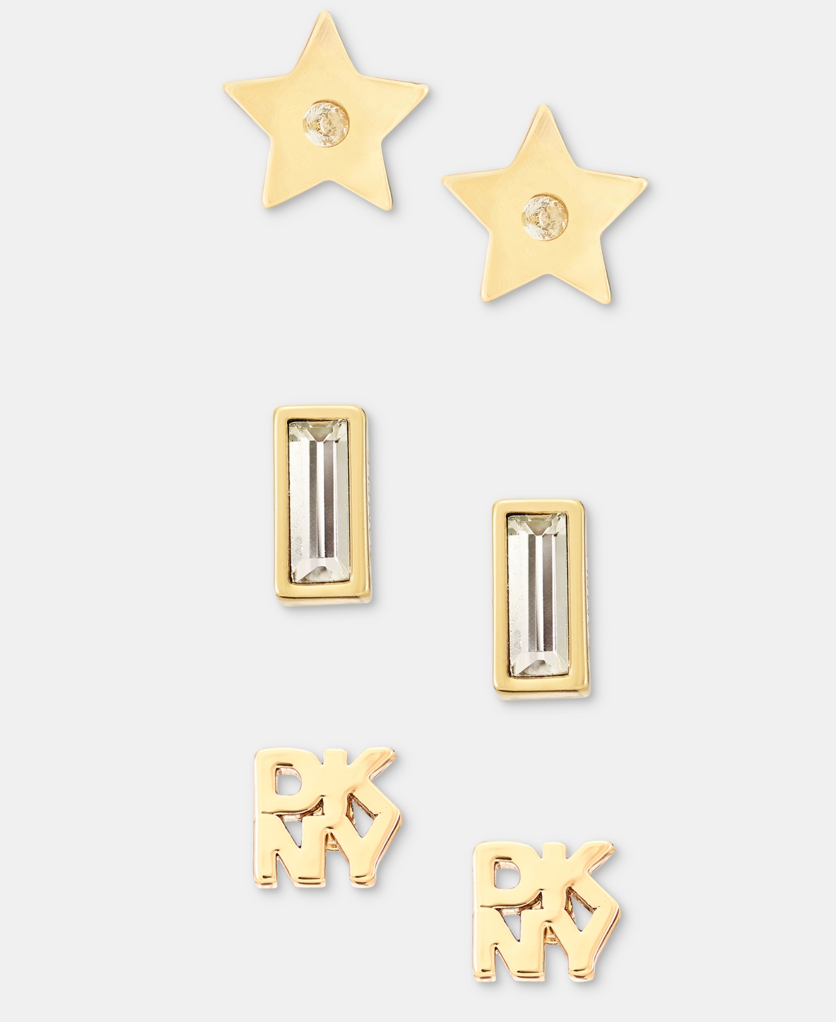 Dkny Gold-Tone Crystal Star Trio Stud Earrings