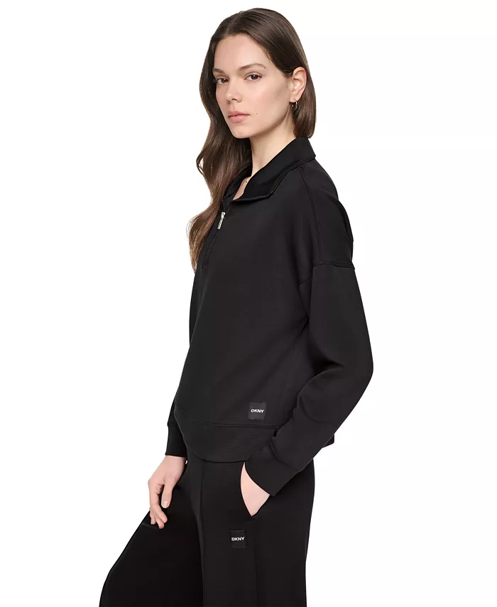 Women's Mock-Neck Half-Zip Stretch-Scuba Sweatshirt - thumbnail 3