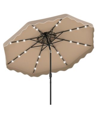 10 Feet Solar LED Patio Umbrella for Deck and Pool with 24 Lights and Push Tilt