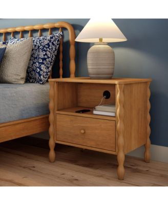Jenny Lind Cubby Nightstand with 1 Drawer and Electrical Outlet, Blonde