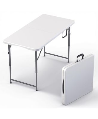 4 Feet Foldable Table Adjustable Height Steel Portable