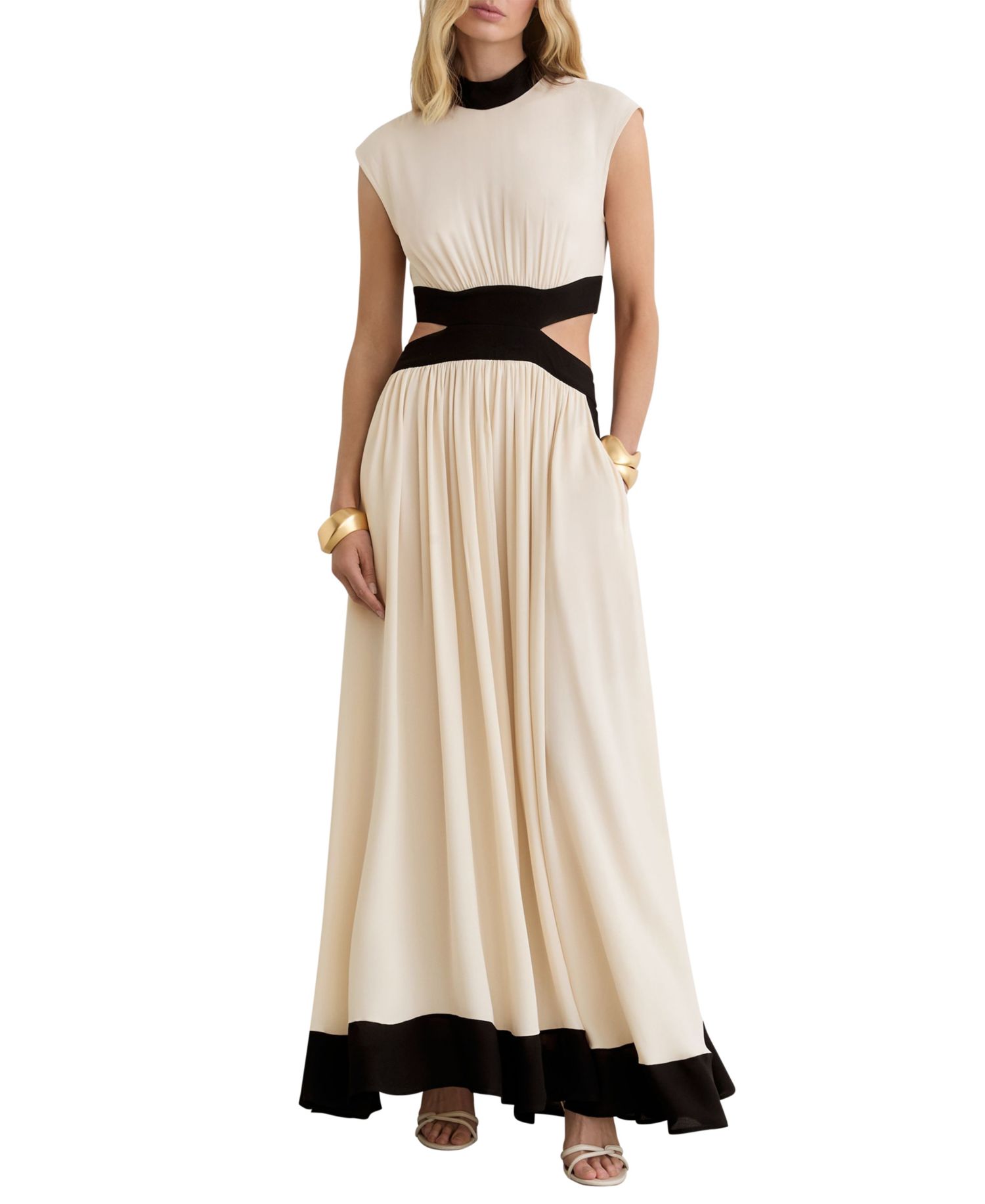 Women's Keely Fit & Flare Colorblock Cut-Out Waist Maxi Dress