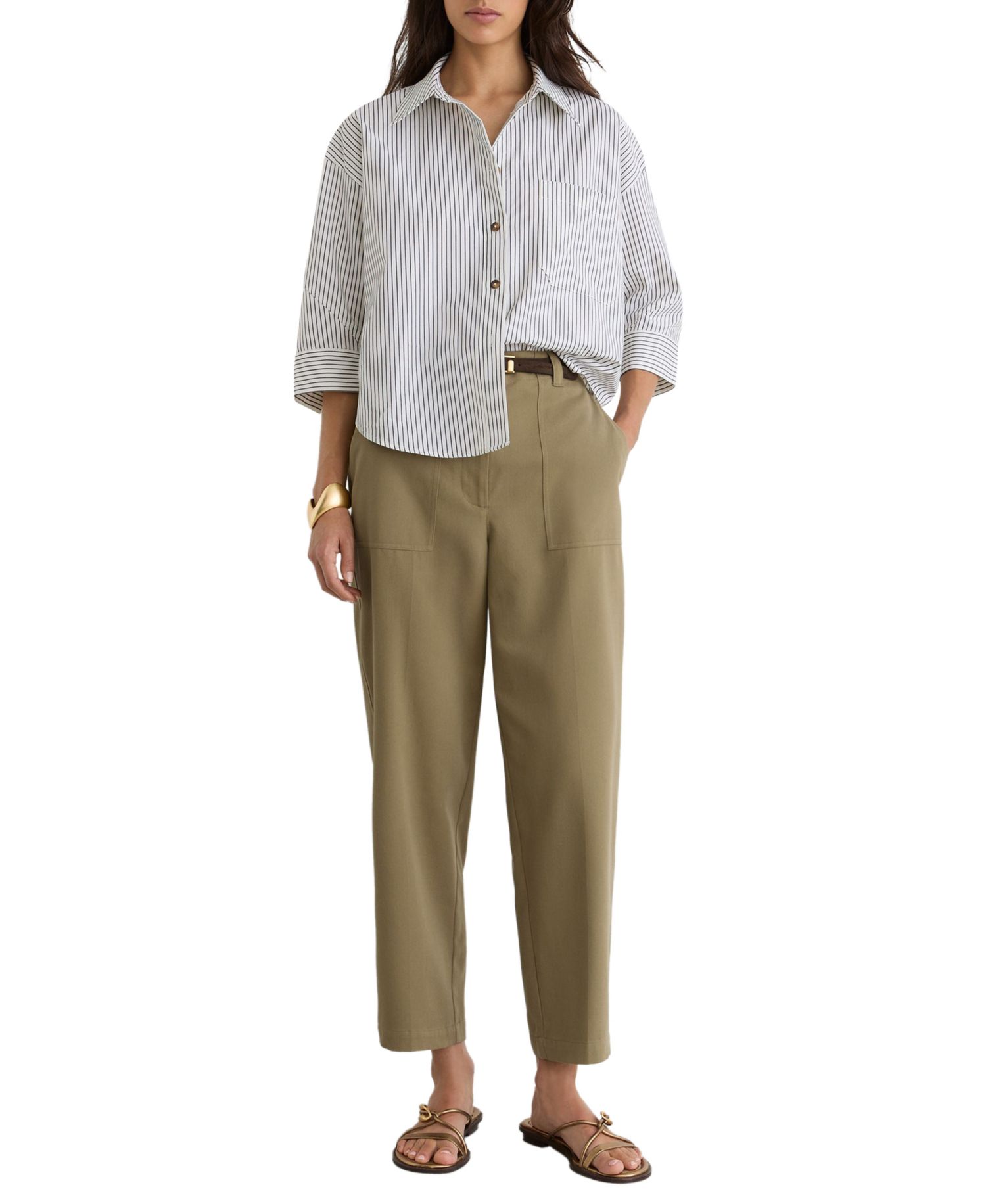 Women's Kasia High-Waist Tapered Cotton-Blend Trousers