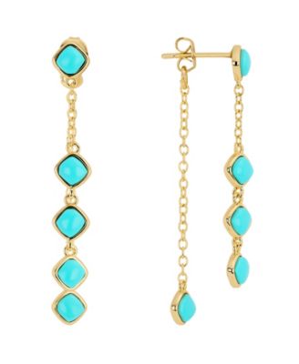 Gold-Plated Genuine Lapis Howlite Turquoise Front and Back Drop Earrings