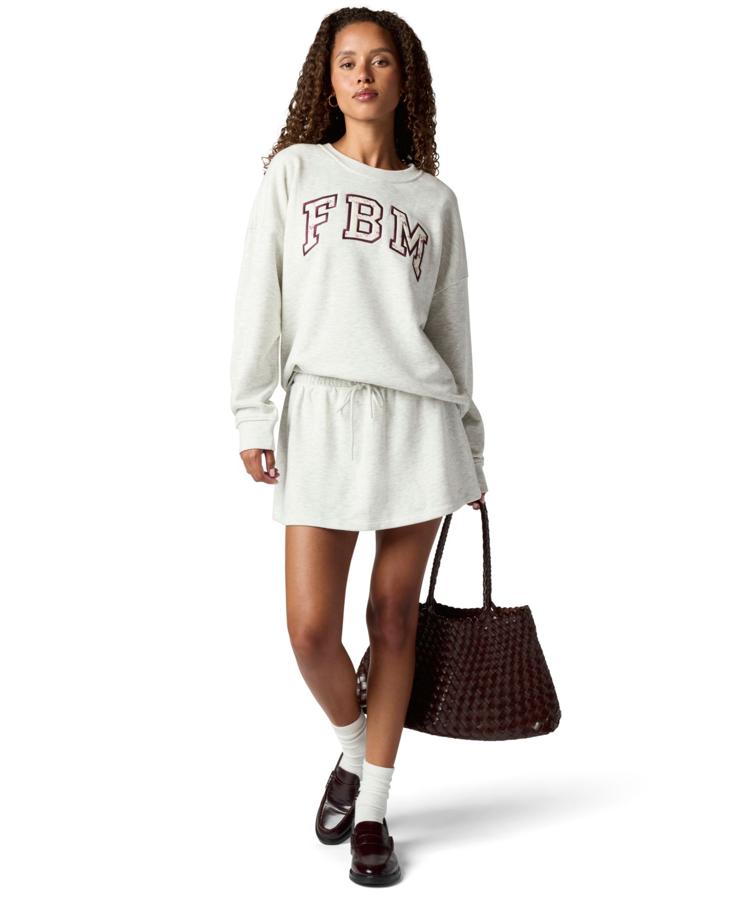 Женская толстовка FLORENCE BY MILLS Juniors' Oversized Graphic Crewneck, цвет: Меланжевый ледяной — фото 6
