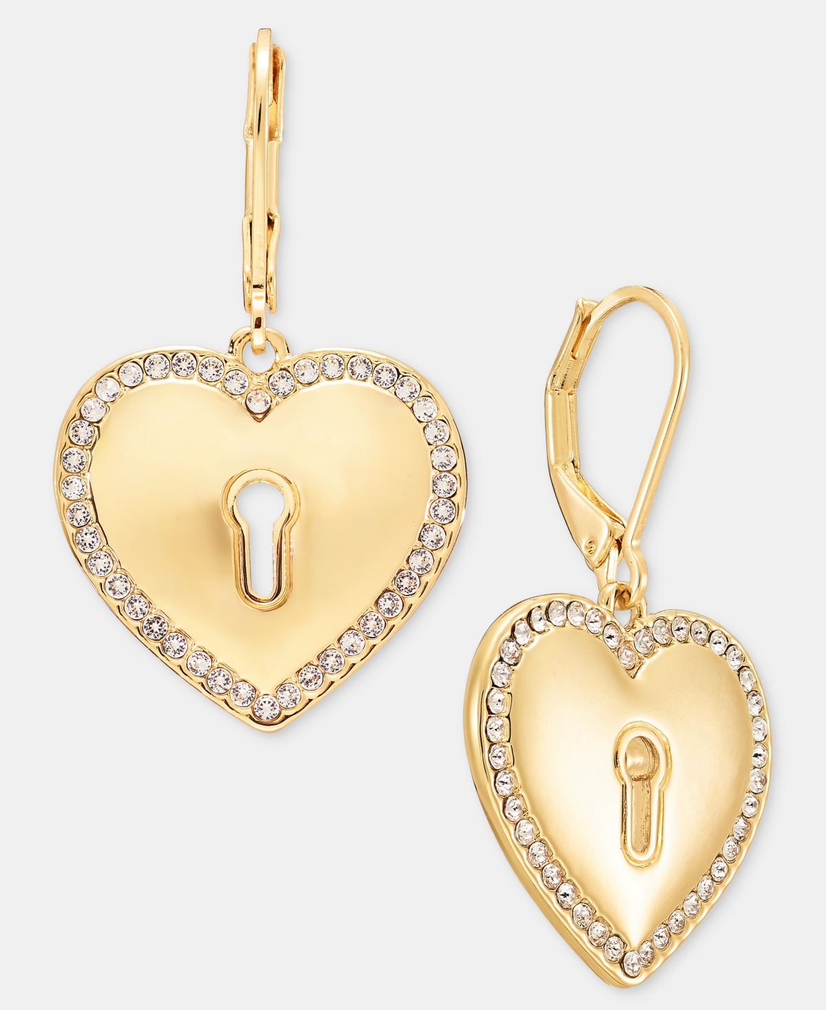 Karl Lagerfeld Paris Pave Heart Lock Drop Earrings
