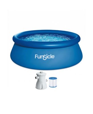 8' x 30" QuickSet Inflatable Ring Top Outdoor Above Ground Pool With Pump