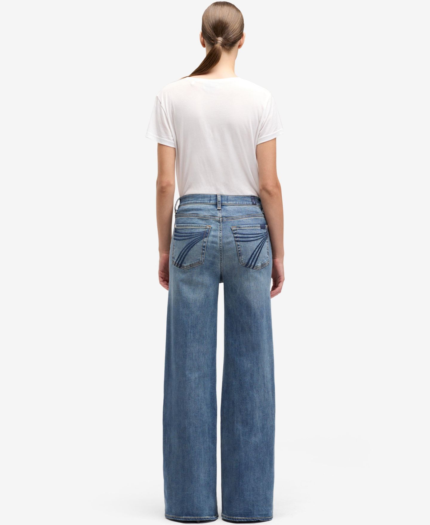 Женские джинсы 7 For All Mankind Slim Illusion High-Rise Wide-Leg, цвет: Crater — фото 5