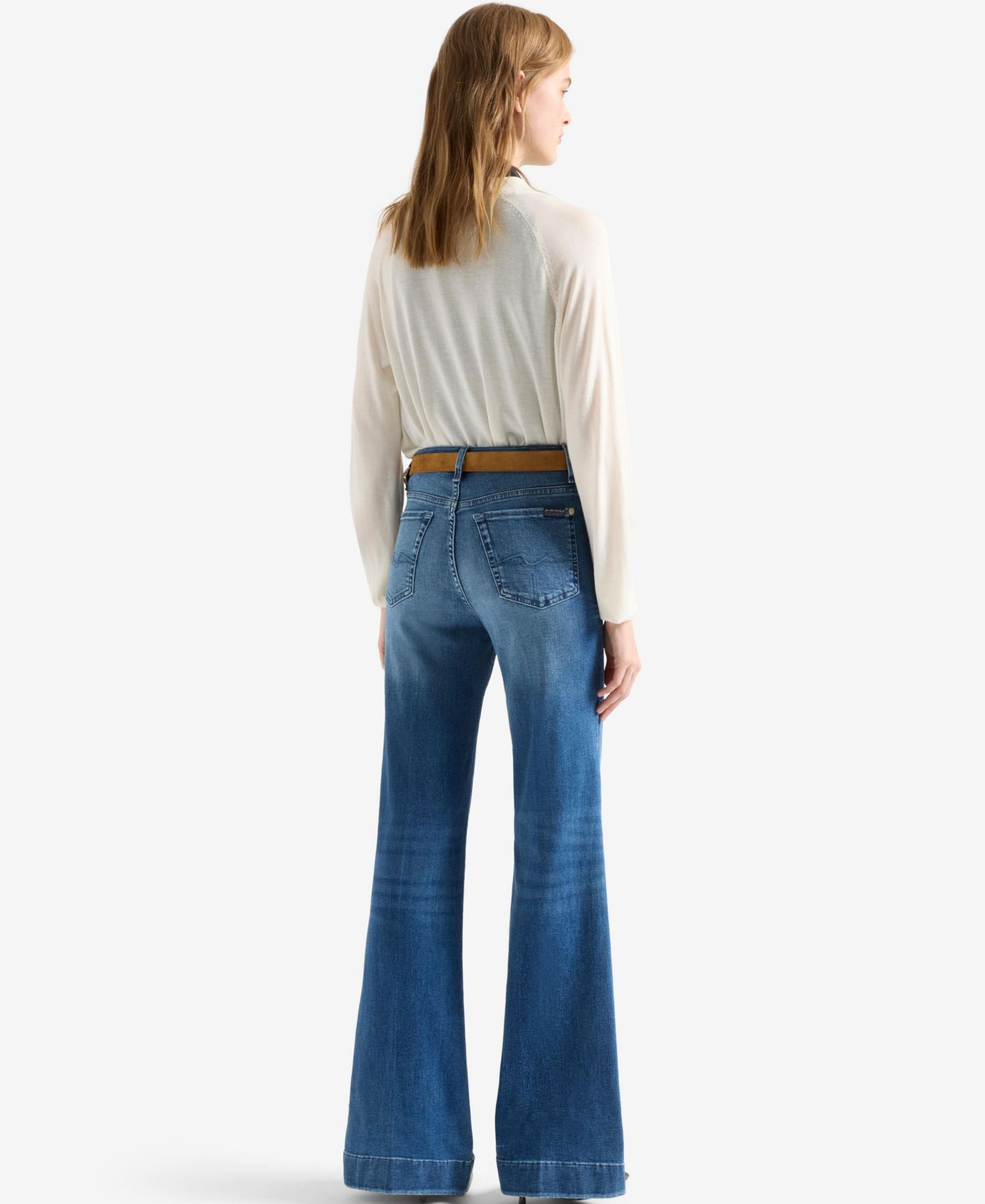Женские джинсы 7 For All Mankind Modern Dojo High-Rise Wide-Leg Flare, цвет: Almost Love — фото 4