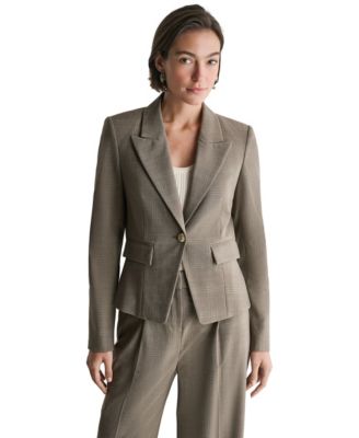 Women's Plaid One Button Blazer