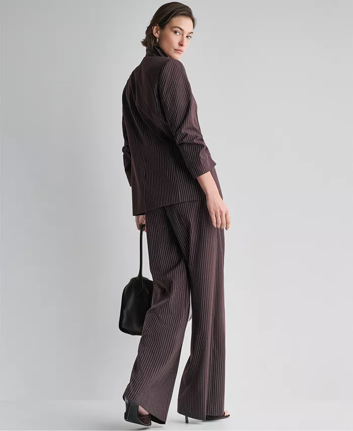 Women's Double-Breasted Pinstripe Blazer - thumbnail 6