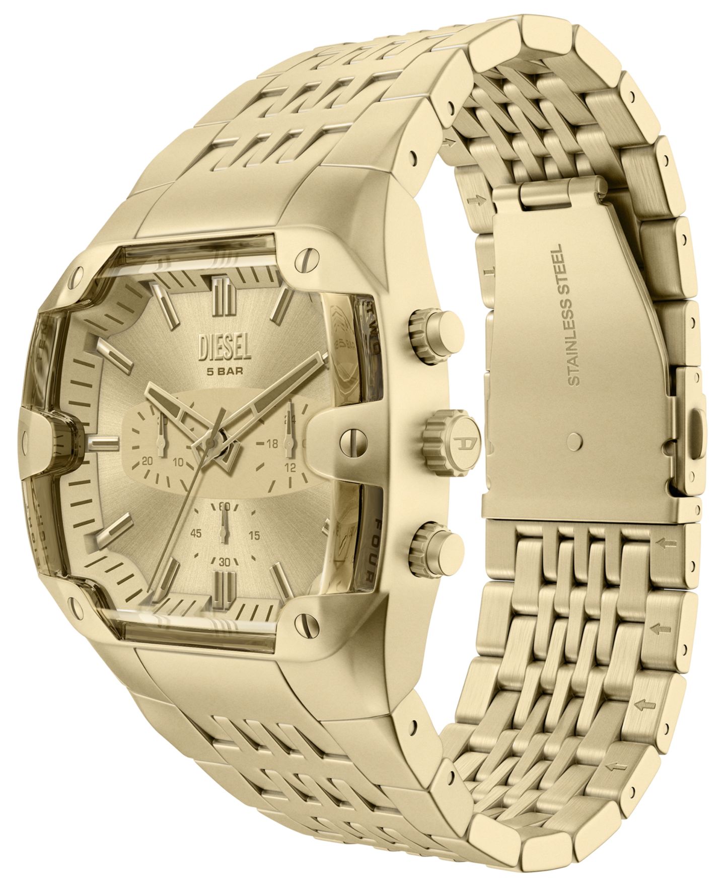 Мужские часы Diesel Spiked Cushion Quartz Chronograph Gold Stainless Steel Watch 45mm — фото 5