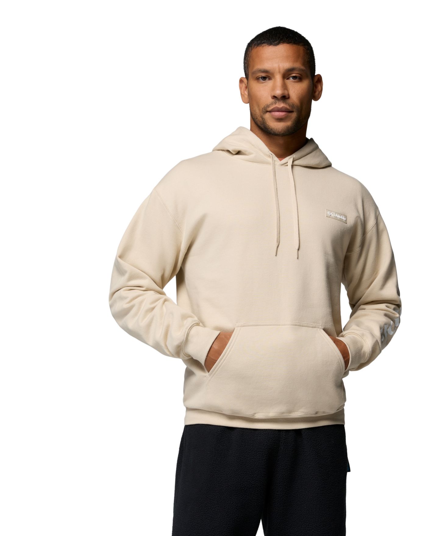 Мужское худи Columbia Oakwind Logo Long-Sleeve, цвет: Серо-бежевый — фото 1