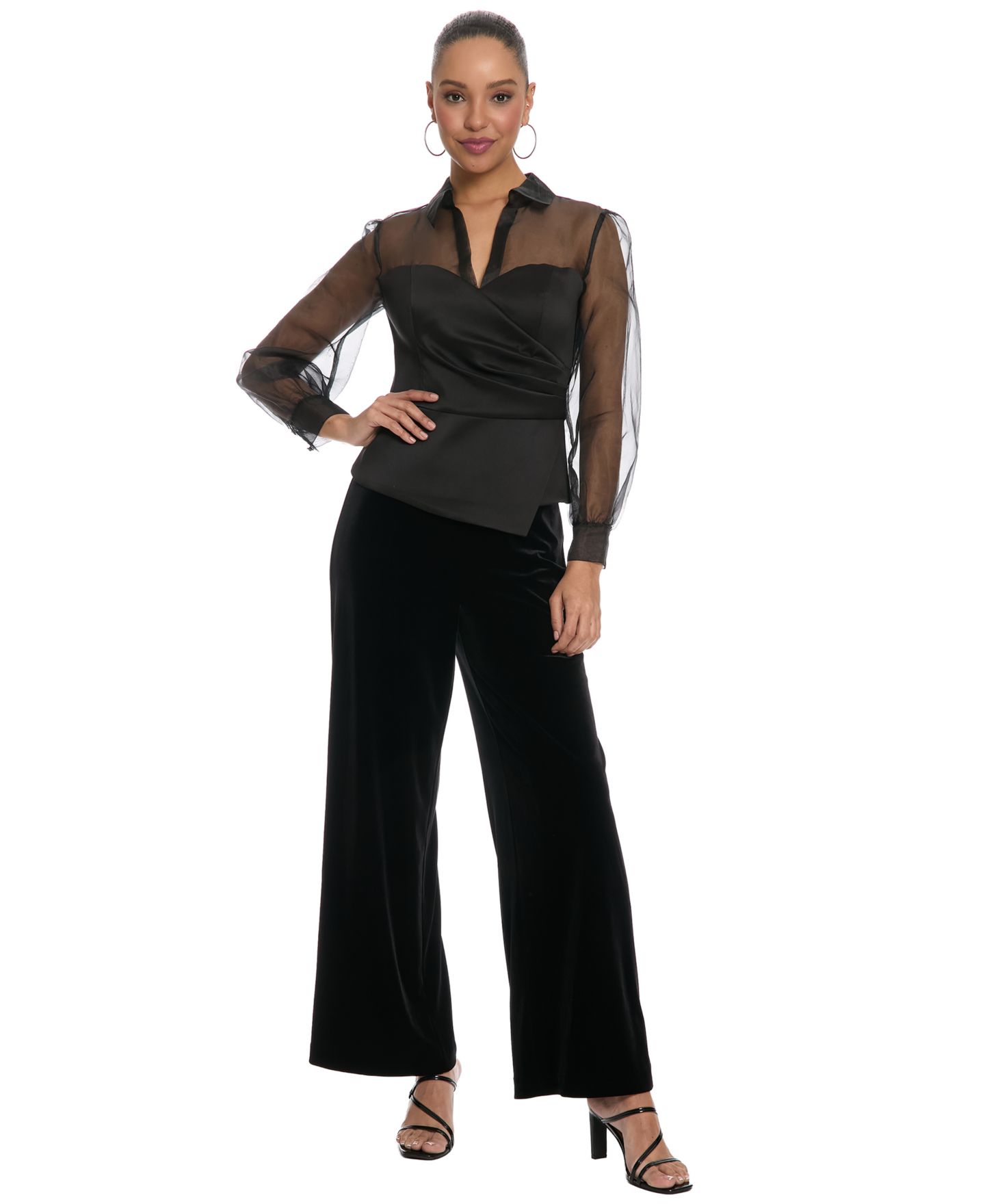 Женский топ Muse Mikado Long-Sleeve Sheer Top, цвет: Чёрный — фото 2