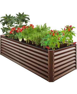 8x4x2feet Outdoor Metal Raised Garden Bed for Vegetables Flowers Herbs