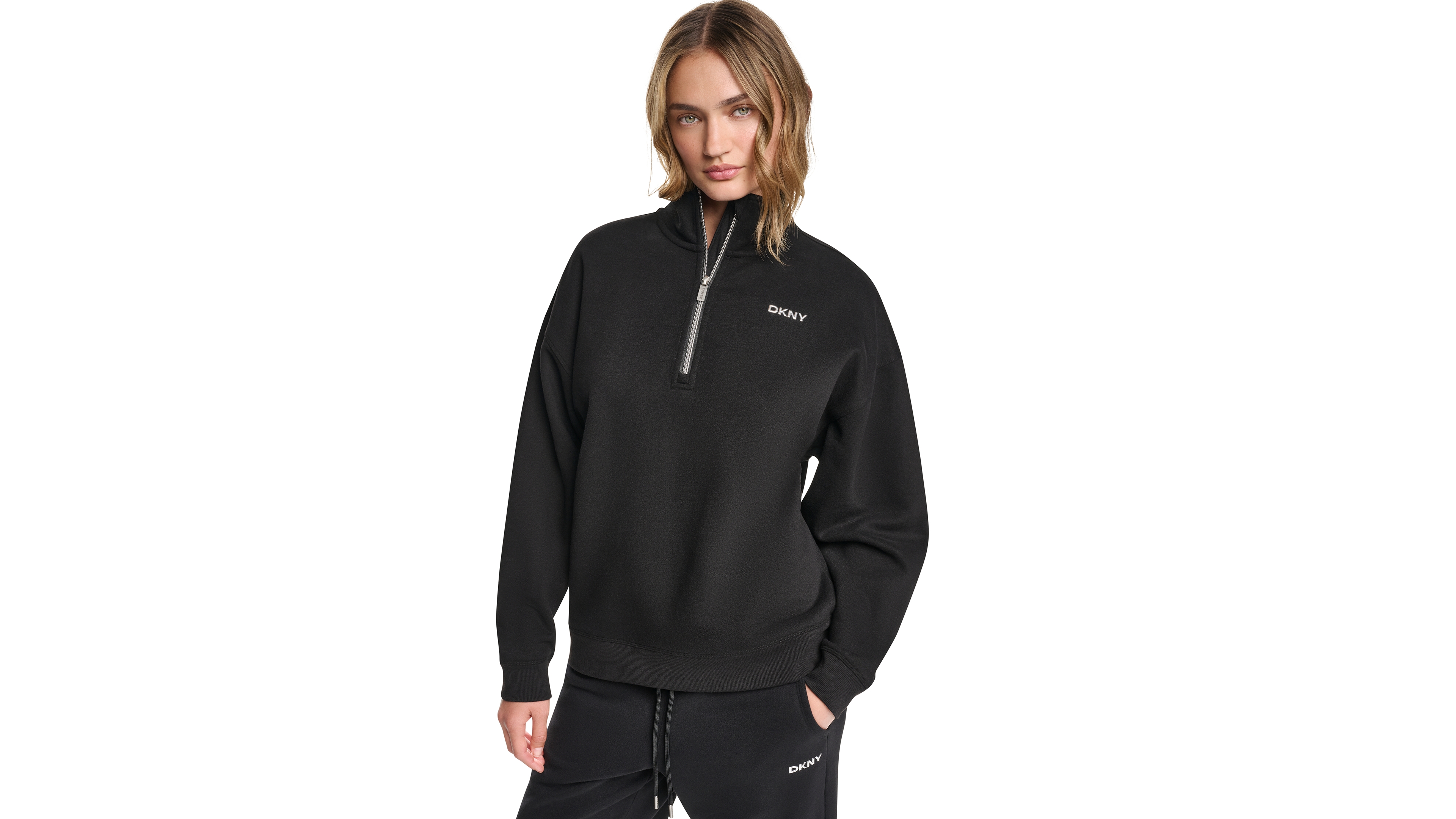 Dkny Sport Women's Metallic Bubble Logo Zipper Sweatshirt