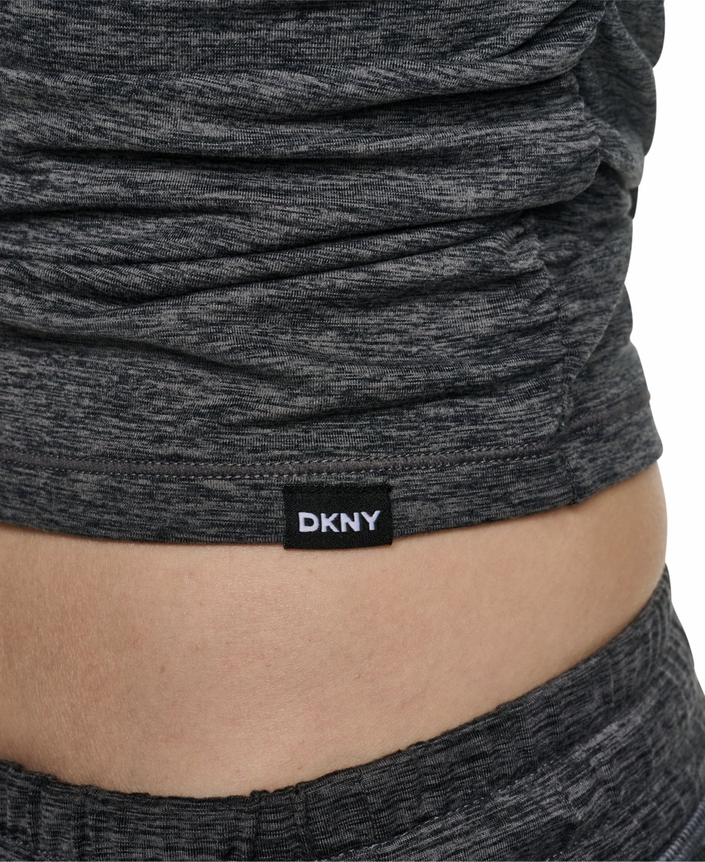 Женский укороченный топ DKNY Sport Spacedye со сборками и длинным рукавом, цвет: Чёрный — фото 4