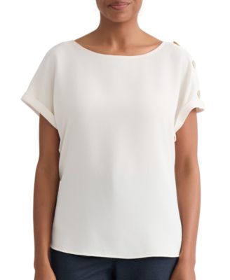 Women's Shoulder Button Detail Crepe Blouse