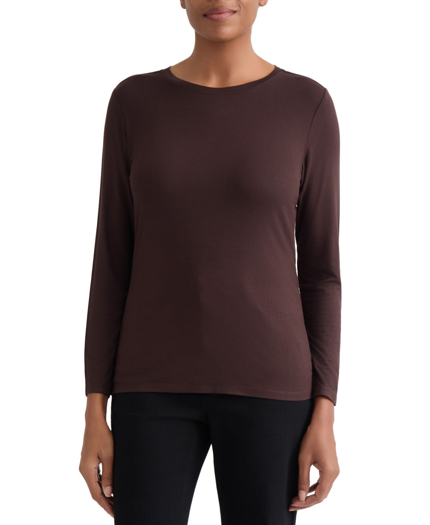 Женская футболка Jones New York Long-Sleeve Crewneck, цвет: Винный — фото 5