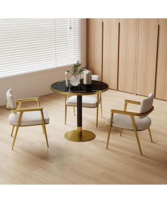 Round Modern Dining Table 31.5 Inch Faux Marble Top Bistro Tulip Table