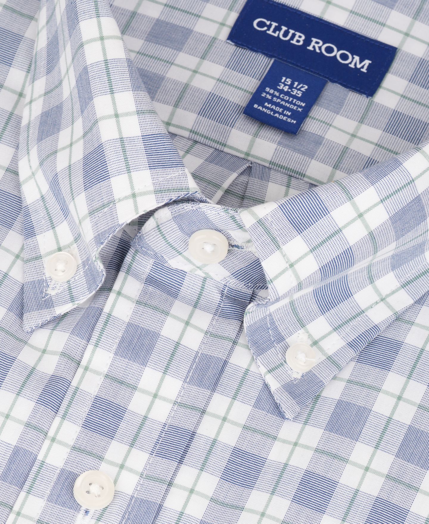 Мужская рубашка Club Room Regular-Fit Plaid Pattern Dress Shirt, цвет: Синий серый клетчатый — фото 8