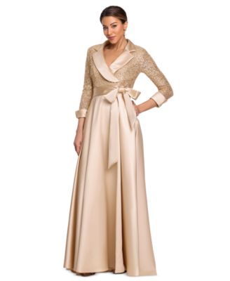 Women's Sequined Tuxedo Belted Ball Gown