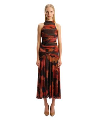 Women's Natalya Printed Mesh Mock Neck Dress