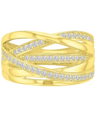14k Gold-Plated Crystal Interlaced Ring