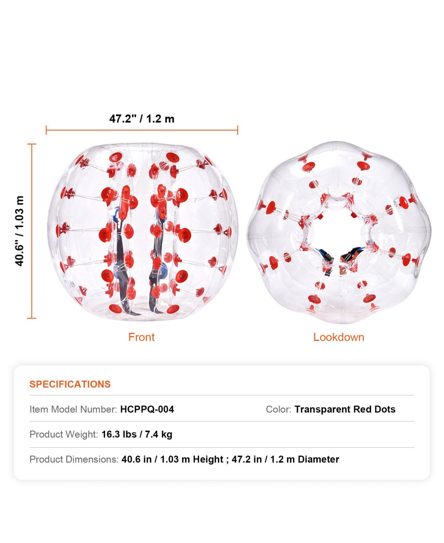 Детский мяч VEVOR Inflatable Bumper Ball 1-Pack PVC Sumo Zorb Ball for Teen — фото 6