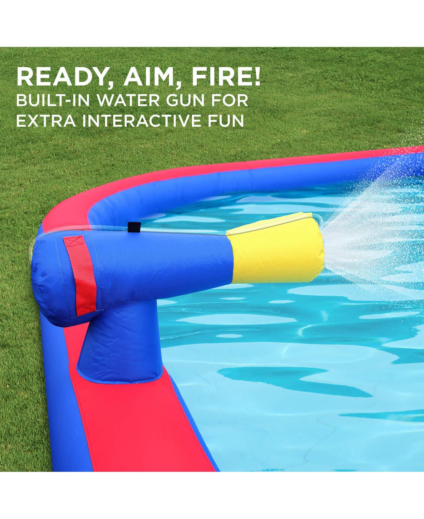 Детская игрушка Sunny & Fun Inflatable Water Slide & Pool, 18.1'L x 15.8'W x 10'H, Nylon, Plays Up to 3 Children, Ages 3-10, цвет: Синий — фото 9