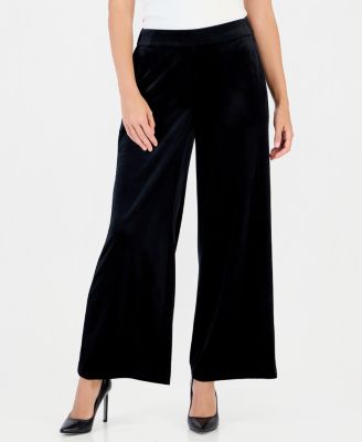 Petite Velvet Wide-Leg Pants
