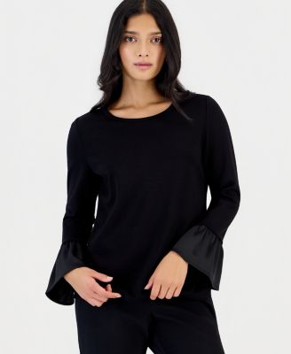 Petite Long-Sleeve Ruffle-Cuff Blouse