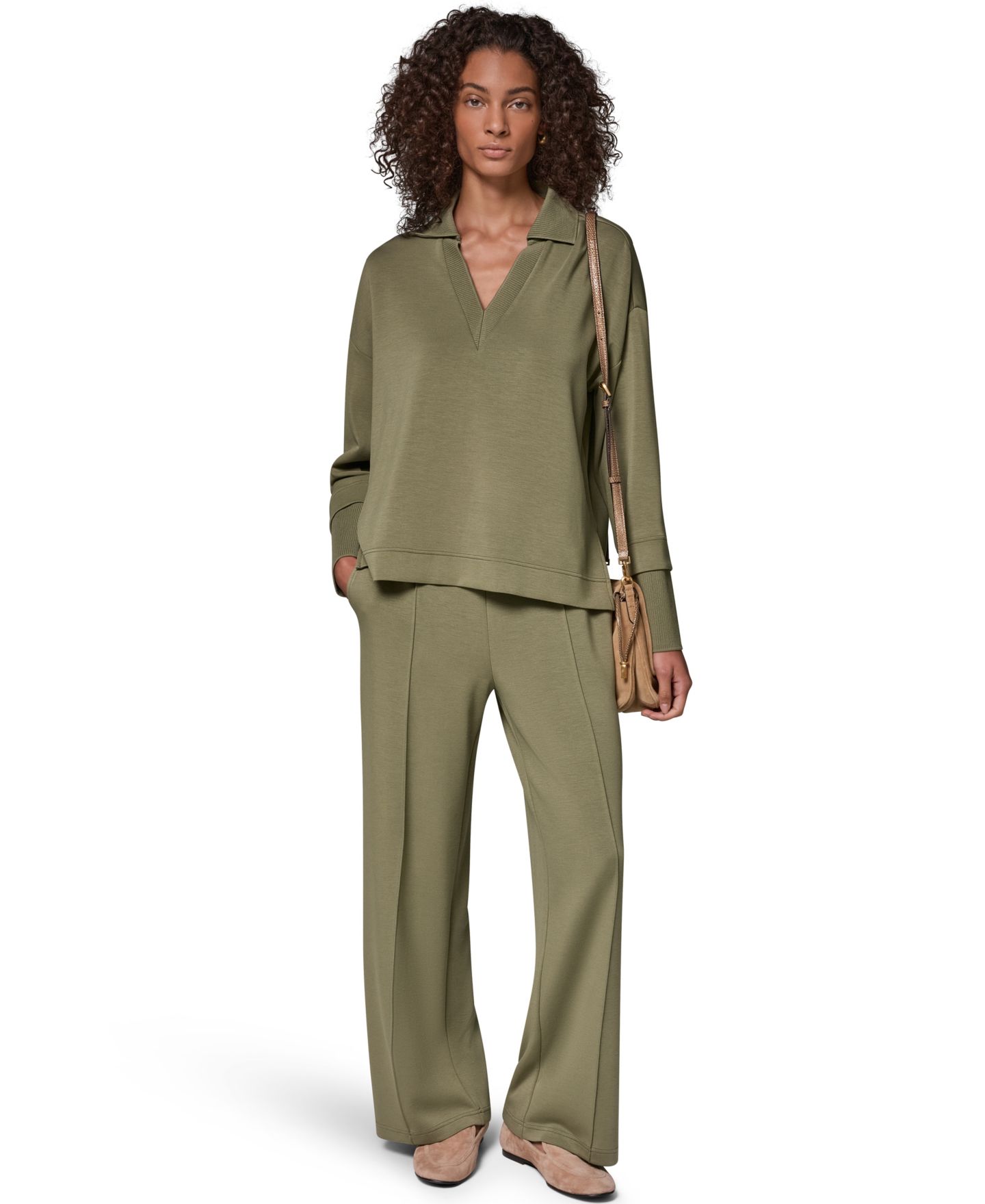 Женский топ Donna Karan Weekend Jet Setter Long-Sleeve V-Neck Tunic Top, цвет: Шалфейный — фото 3