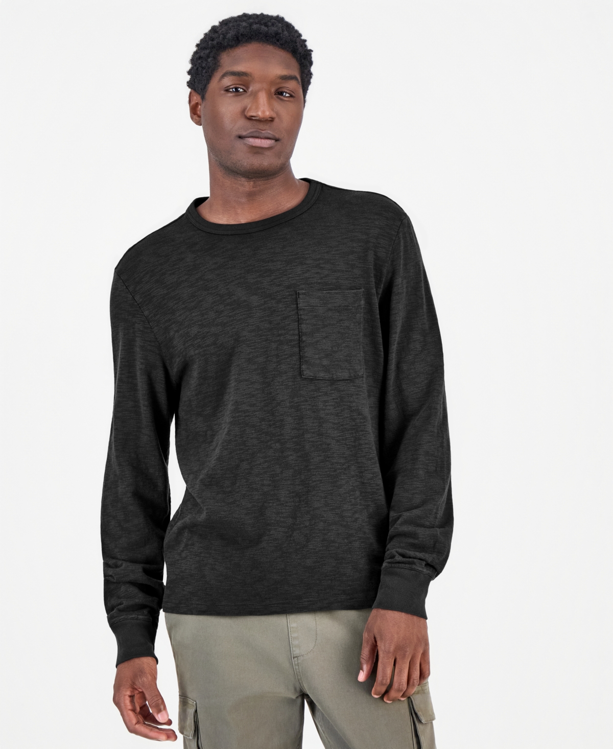 Sun + Stone Men's Slub-Knit Long-Sleeve Pocket T-Shirt, Macy's Exclusive